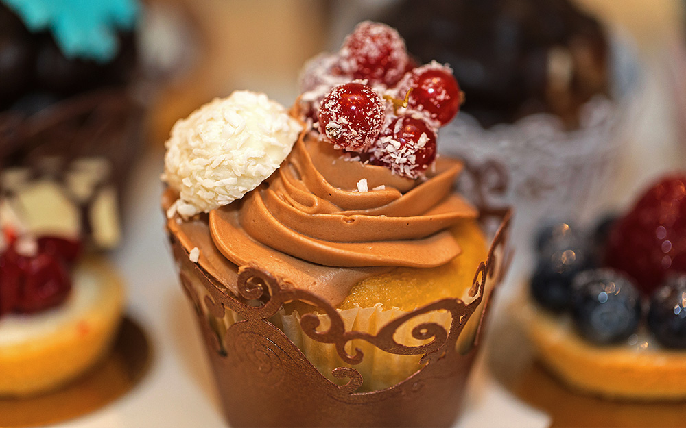 Dhein Schokoladen-Cup-Cake mit Johannisbeeren